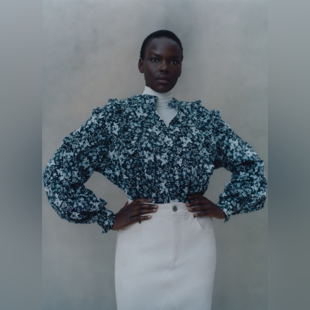 ERDEM x UNIVERSAL STANDARD Botanical Print Cotton Button Shirt (Plus Size)